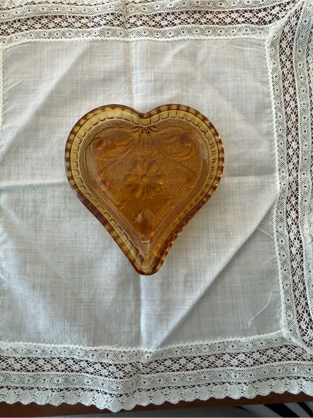 Heart-Shaped Amber Glass Serving Dish - Home Dining